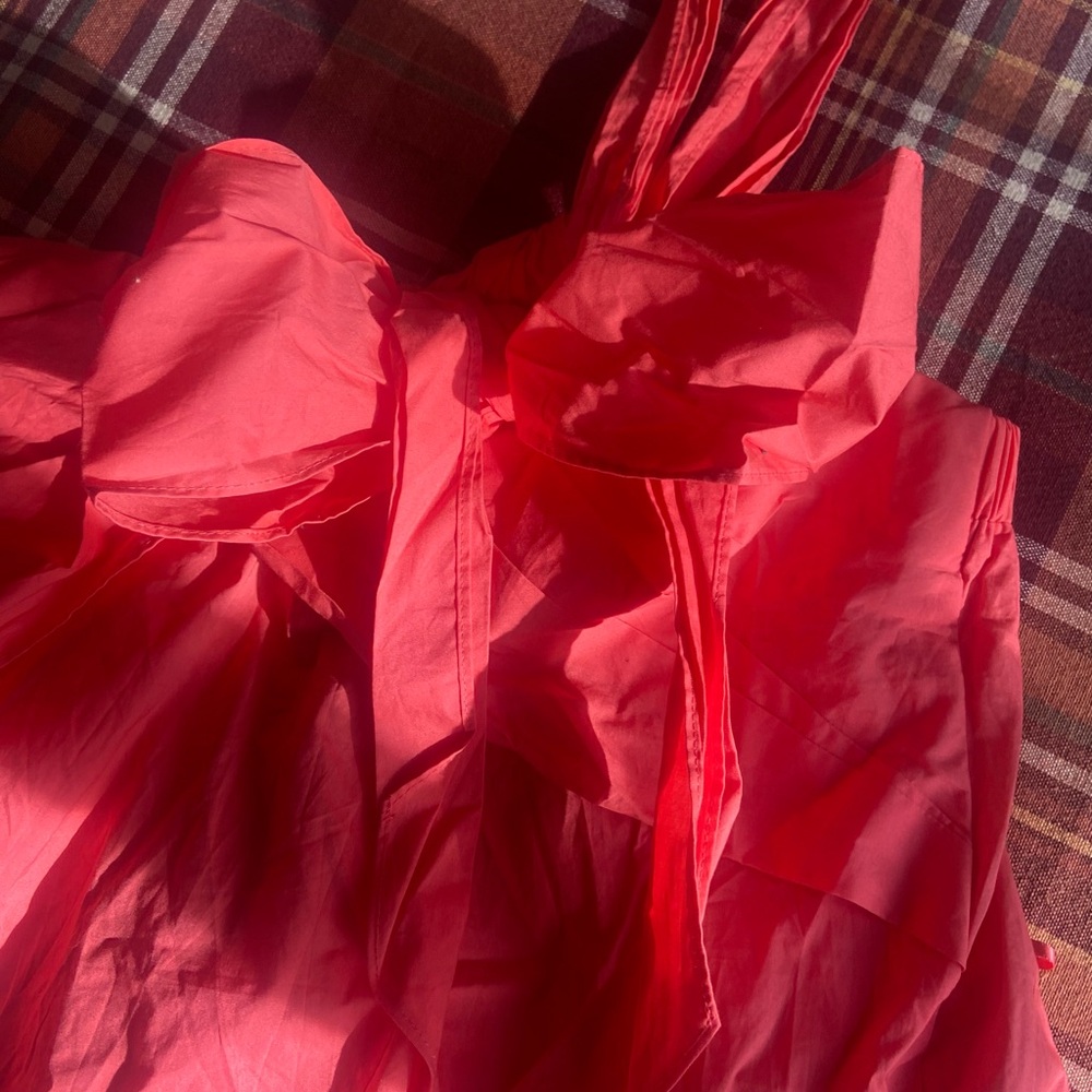 J. Crew Coral One-Shoulder Top with Bow - Picture 4 of 6